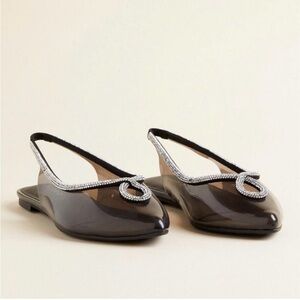 NWOT Torrid Black and Silver Embellished Flats - Slingback Rhinestone - 7.5WW